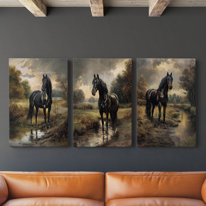 Equine  Series  CVII  -Premium Gallery Wrapped Canvas Set -Ready to Hang, 27" H x 18" W x 1.1786" D