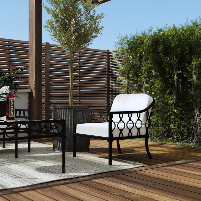 Southport Iron Upholstered Outdoor Lounge Chair
