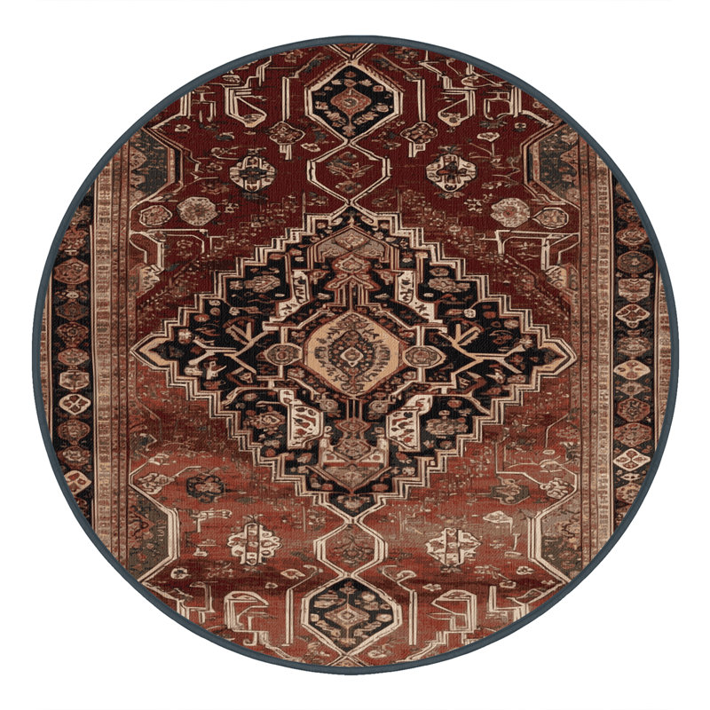Tapis brun lavable à la machine, Rond 7 pi
