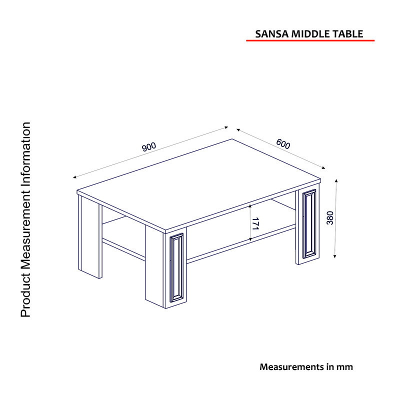 Table basse à 4 pieds avec rangement