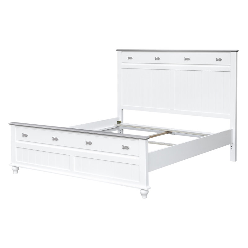 Remer Fishtails Remer Panel Bed, King, White/Gray