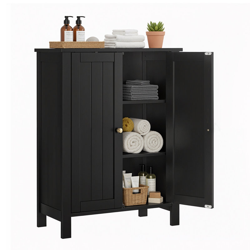 Armoire de rangement autoportante avec tablettes réglables H 31,4 po Laken, Noir