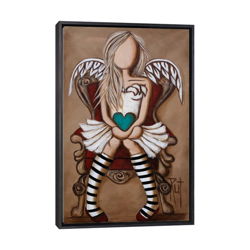 « Colette » par rut art Creations-impression d’art graphique, H 26 po x l 18 po x P 1,5 po, Toile avec cadre noir patiné