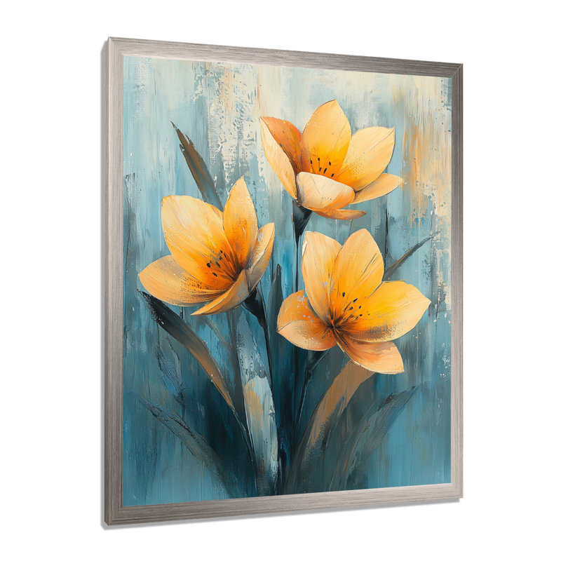 Henderson - Floral Canvas Art Print, Argent argent, H 20 po x l 12 po, Reproduction encadrée d'une seule photo