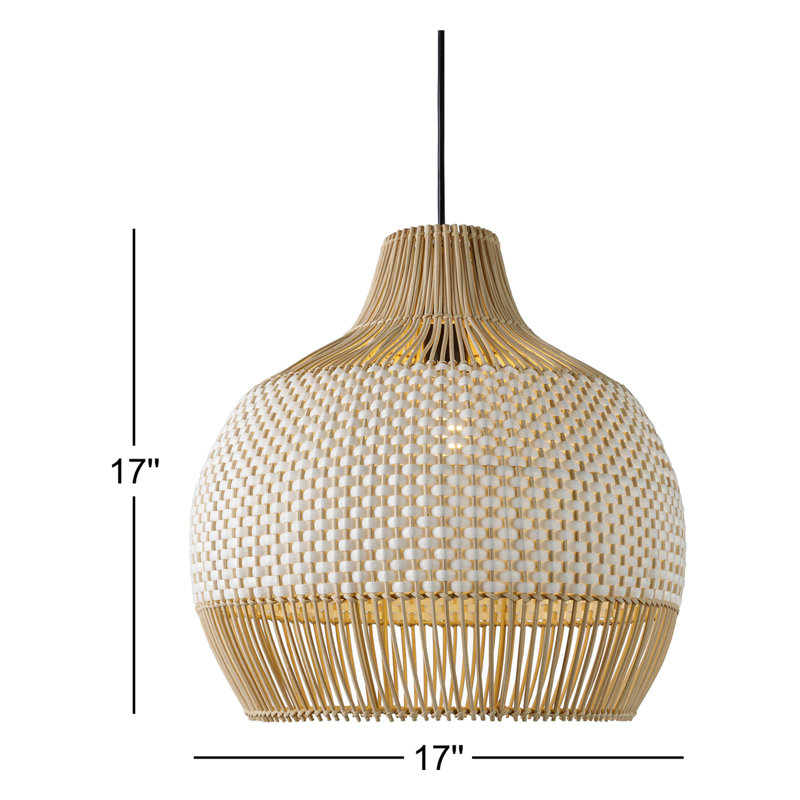 Luminaire suspendu en rotin deux tons noir à 1 lumière Caden