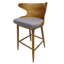 Tabourets de bar d'inspiration Mid-Century, revêtement gris, bois d'hévéa, hauteur de 41 po, 2 chaises, revêtement en tissu, ht