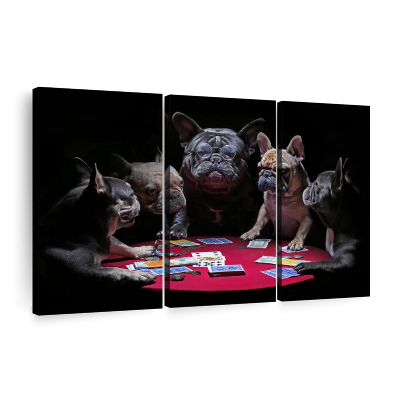 Dogs Play Poker 3 pièces, H 32 po x l 50 po x P 1,25 po