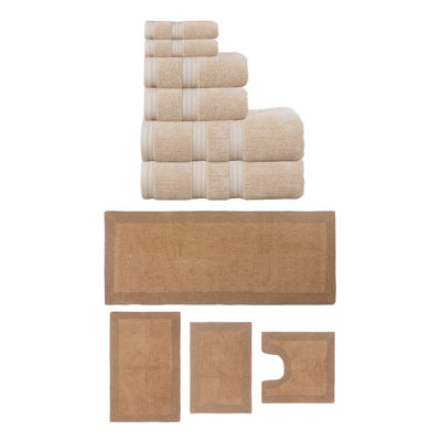 Ensemble de serviettes 6 pièces et de tapis de bain 4 pièces Buariki Collection (10 pièces) réversible (ensemble de 10)
