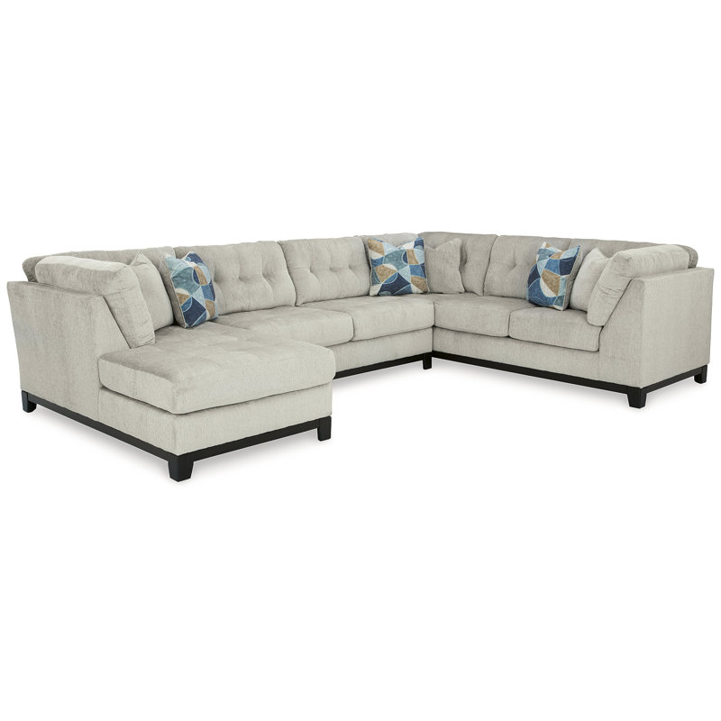 Canapé modulaire 3 pièces avec méridienne Maxon Place, Orienté à droite, Polyester beige