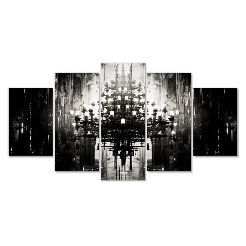 Bilel - Ensemble de 5 lustres Glam, H 32 po x l 60 po