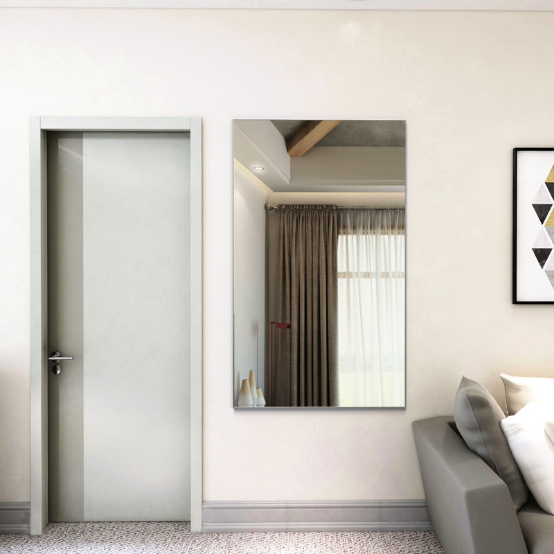 Miroir de salle de bain 60 po x 36 po moderne en aluminium argenté résistant à l'eau, facile à monter, pour la chambre à coucher, le salon, la salle de bain
