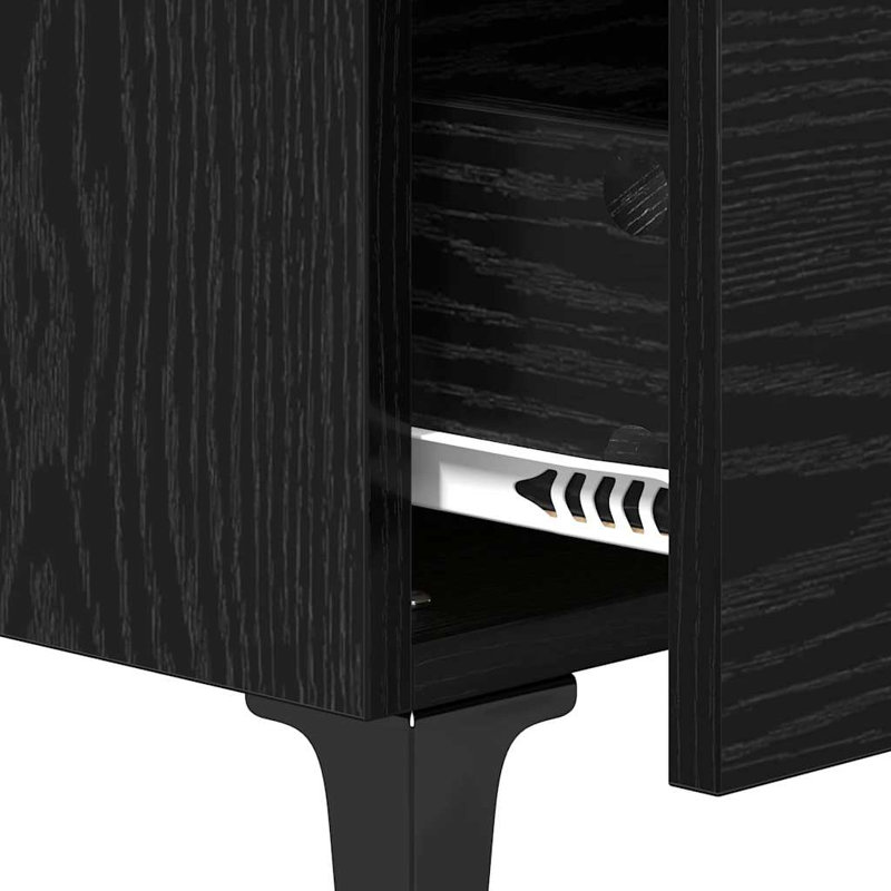 40cm W Manufactured Wood Bedside Table, Black Oak
