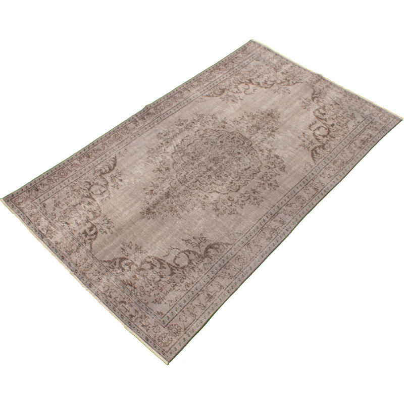 Tapis décoratif en laine brun noué à la main 5 pi 7 po x 9 pi 5 po one-of-a-kind 1980s