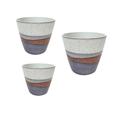 6/5/4in Rustic Layered Indoor/Outdoor Planter - 3pc Set