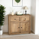 Abbie 93Cm Wide 2 Drawer Pine Solid Wood Sideboard