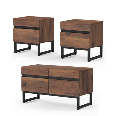 Casar TV Stand And End Table Set Of 3, Living Room Table Sets, 35 Inch TV Stand And 2 End Table Set With Drawers For Living Room, Entertainment Center by Latitude Run