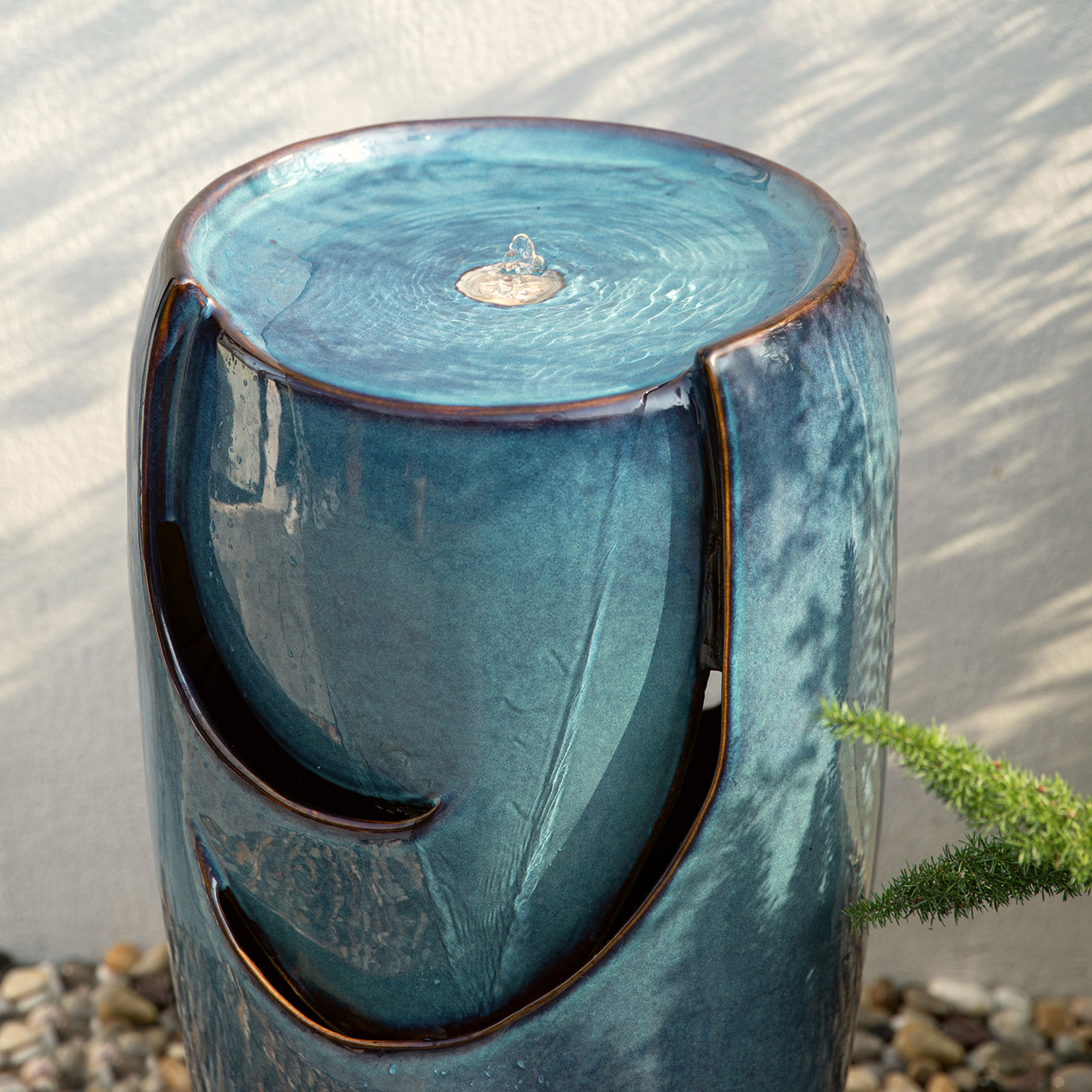 Rorer Fountain, Turquoise, 29.25" H x 14.25" W x 15.25" D