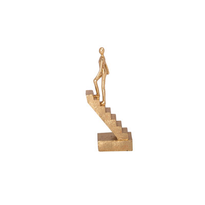 Climb Stairs Figure Gold..4.75"x2.50"x9.75"H