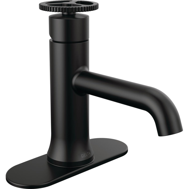 Trinsic Single Hole Bathroom Faucet with Wheel Handle, Single Handle Bathroom Sink Faucet, Matte Black