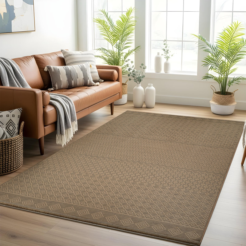 Machine Washable, Non Slip Jute Boho Area Rug Tan/Beige, Rectangle 118 x 170cm