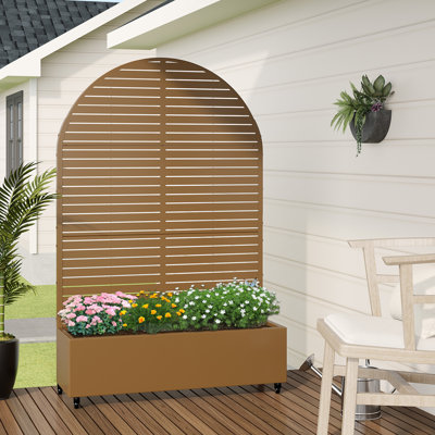 Boîte à fleurs d'extérieur en métal avec treillis pour plantes grimpantes d'extérieur