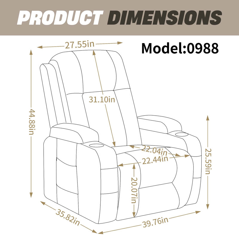 Fauteuil inclinable électrique Infinity Position, Brun