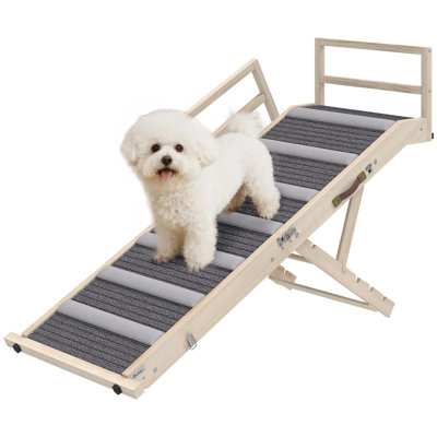 Rampe pour animaux en pin massif - capacité de 88 lb, garde-corps serrés à la main 7,5 po, montée stable