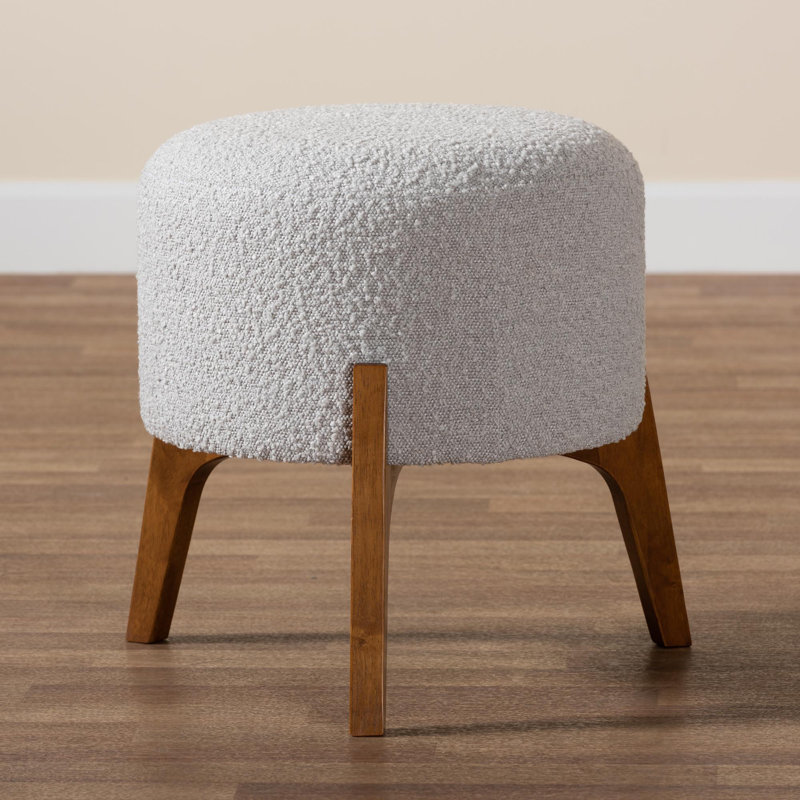 Wrenshall Upholstered Ottoman, Light Gray Polyester Blend