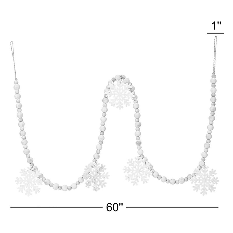 Ophelia & Co. 5' Ivory Felt Snowflake and Natural Wood Bead Garland.