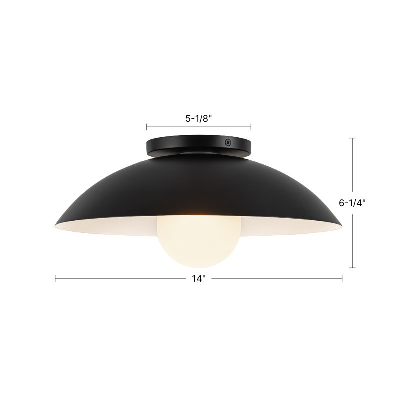Umbra 14-in Black Semi-Flush Mount, Antique Brass