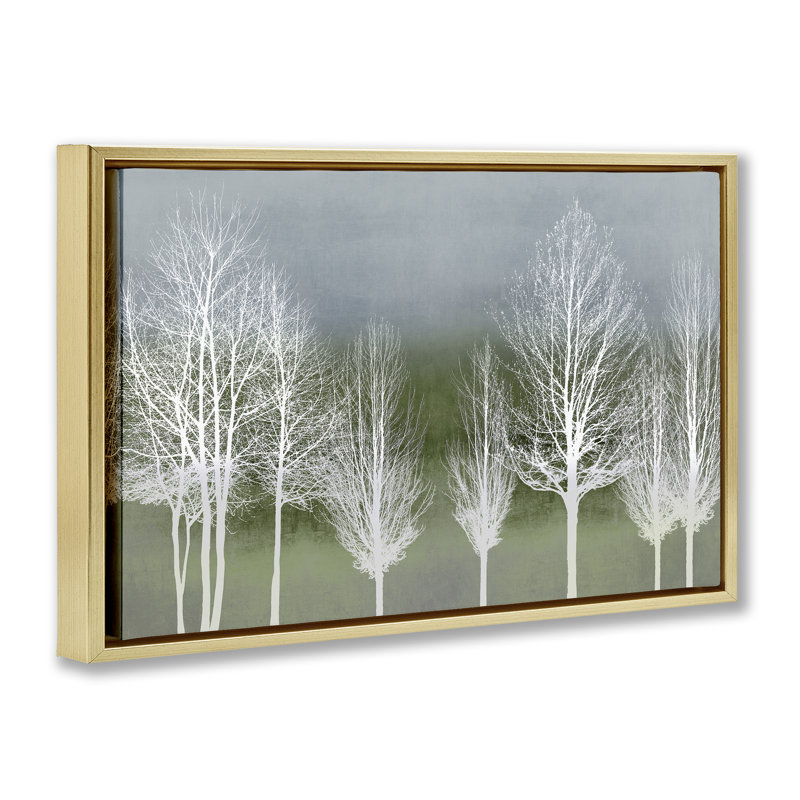 Cadre flottant White Tree Impressions, design par Kate Bennett, H 21 po x l 31 po, Cadre flottant métallique doré