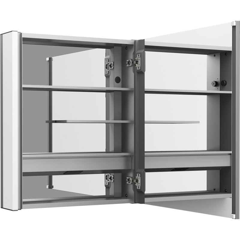 Maxstow Surface Mount Frameless Medicine Cabinet with LED Lighting, 24" H x 22" W x 3.87" D, Vertical