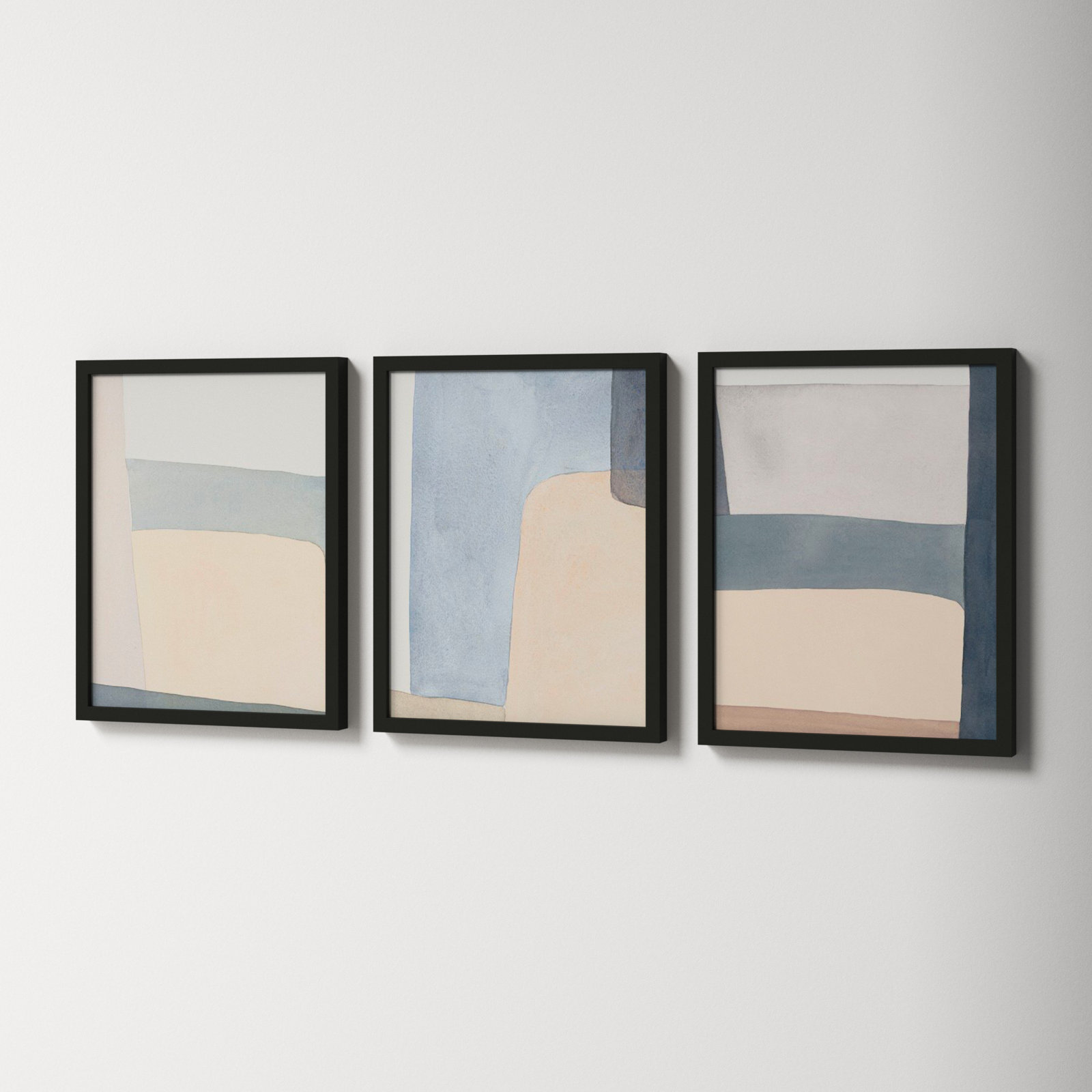 Grey Hue Set Of 3 by Julia Balfour, Picture Framed Paper, 20" H x 48" W, Black