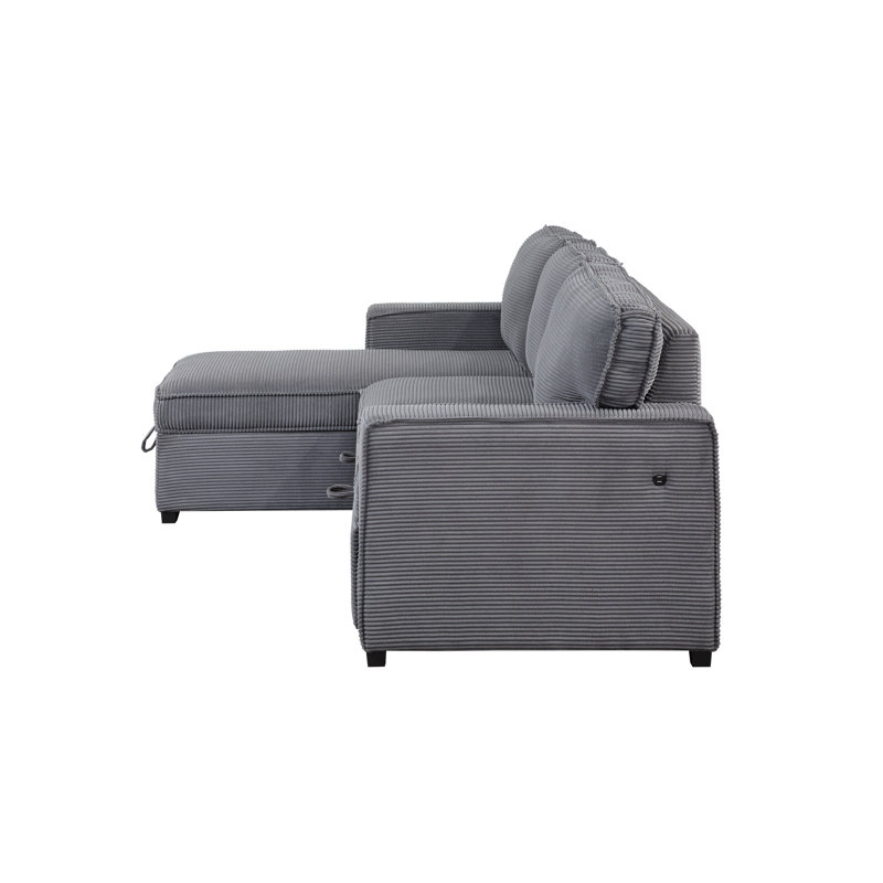 Upholstered Reclining L-Shaped Sectional, Light Gray