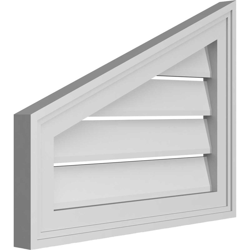 Half Peaked Left Surface Mount Signature Urethane Functional Gable Vent 5/12 Pitch Primed Tan, 16" H x 20" W x 1.5" D