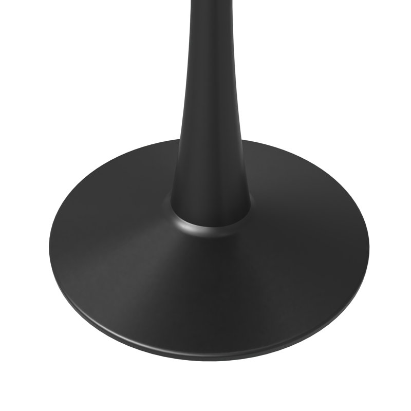 Table de salle à manger ronde Bristol 27 po avec plateau en pierre frittée et piédestal en acier inoxydable noir - Peut accueillir 3 à 4 personnes pour la cuisine et la salle à manger
