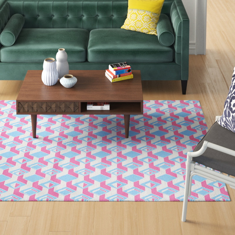 Gratte-ciels rose/bleu Tapis décoratif, Rectangle 5 pi x 7 pi