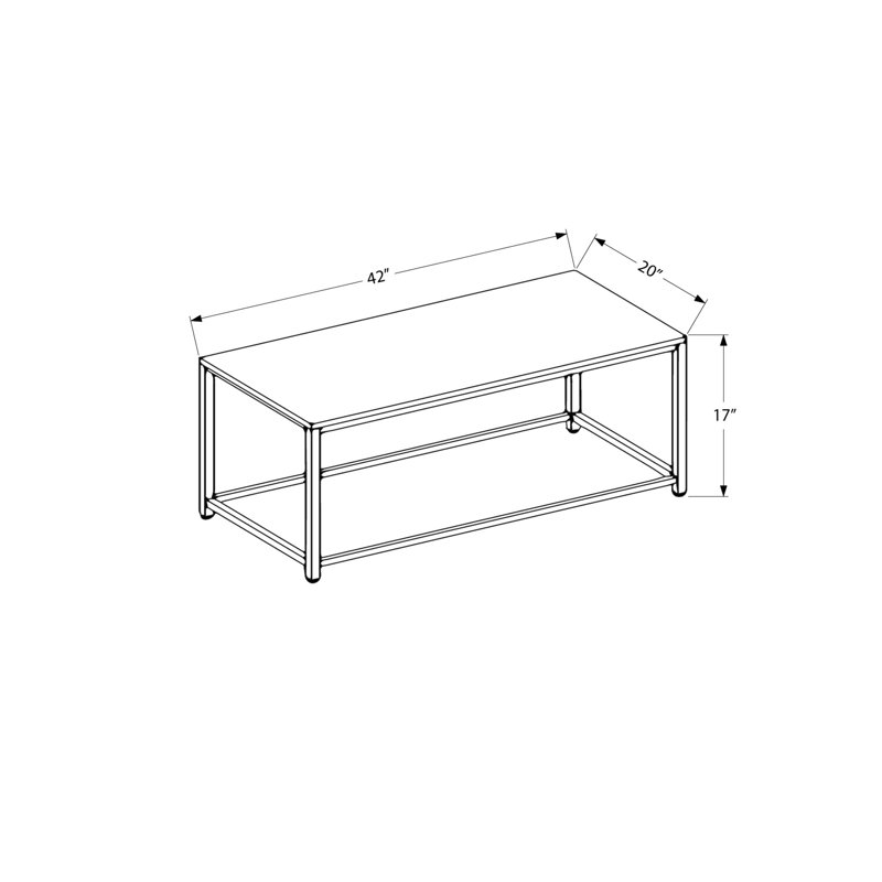 Table basse de salon de 42 po - Carrelage bleu, métal gris, base rectangulaire en métal