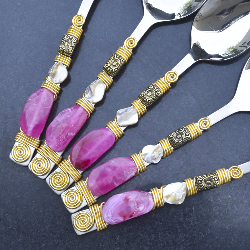 Ensemble de 6 cuillères à servir Cascade, Rose