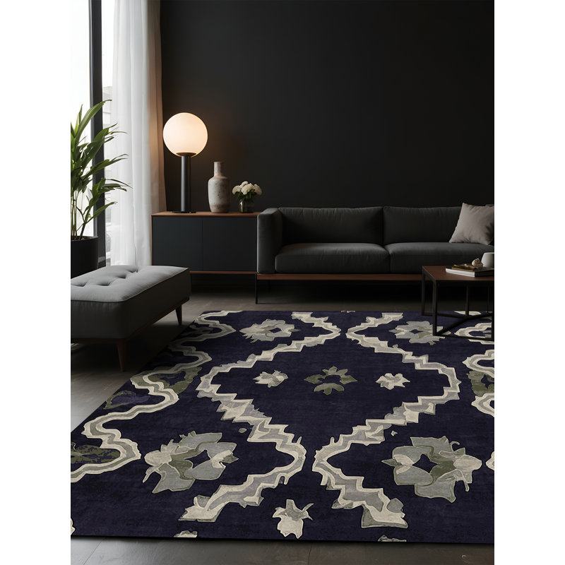 Tapis mauve soyeux et moelleux, Carré 7 pi
