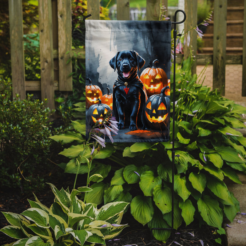 Drapeau de jardin chiot Halloween, Labrador noir retriever