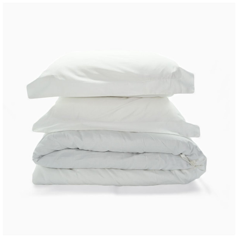 400TC Sateen Solid Cotton 110" Inches Round Duvet Cover Set, White