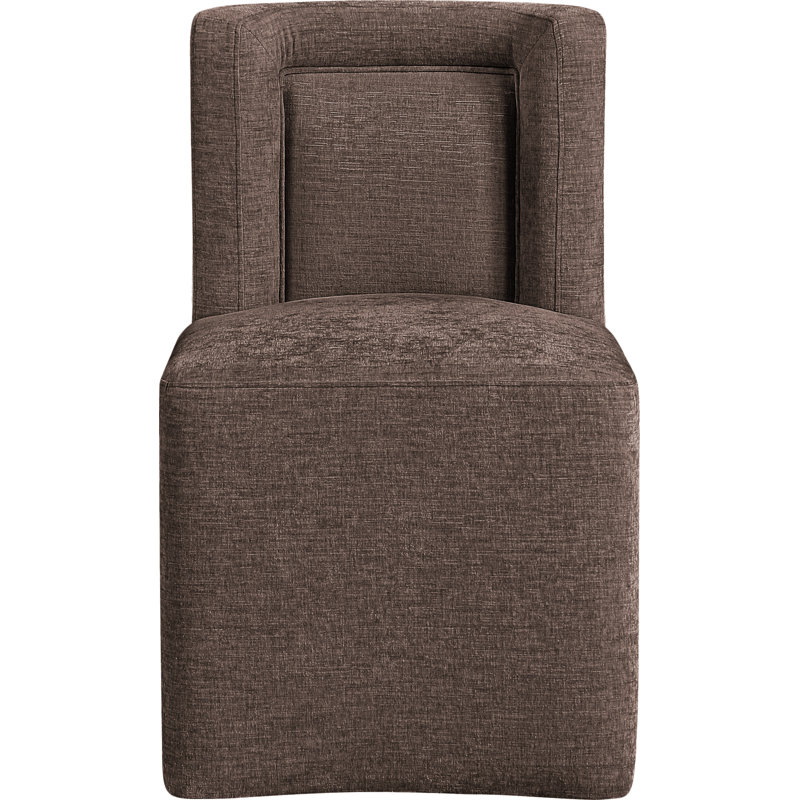 Chaise rembourrée Duvina, Tissu chenille brun