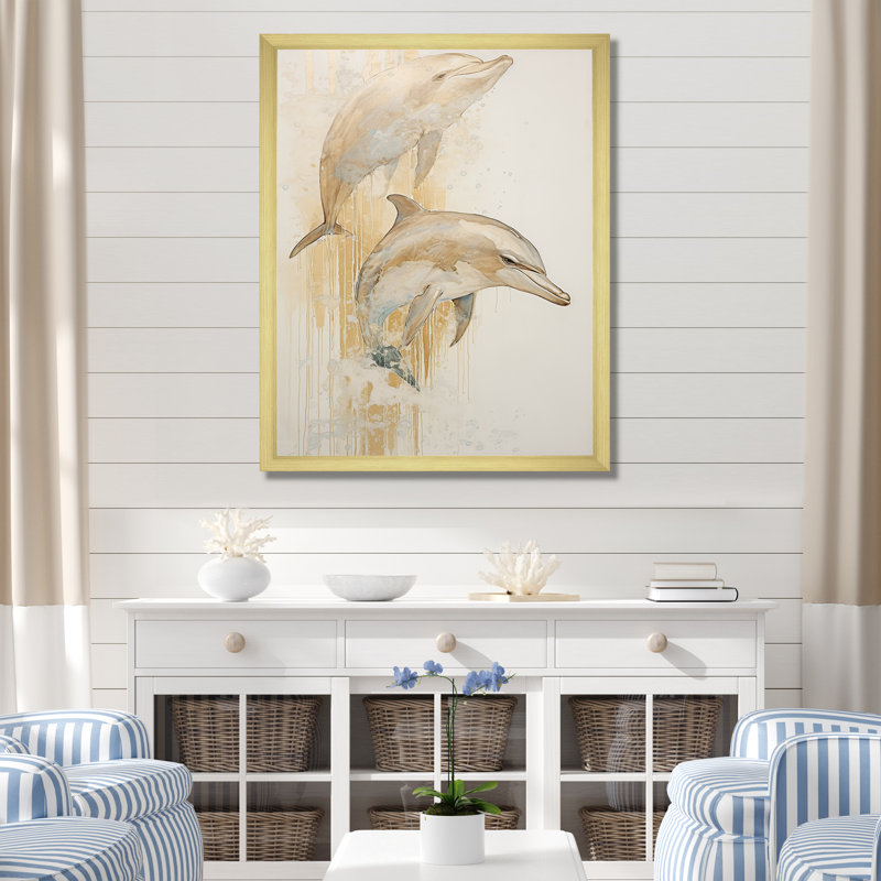 «Beige et or», impression sur toile, H 44 po x l 34 po x P 1,5 po, Cadre doré simple