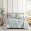 Ensemble de couette rayée 7 pièces en microfibre verte toutes saisons, format Queen-135106068-135106064