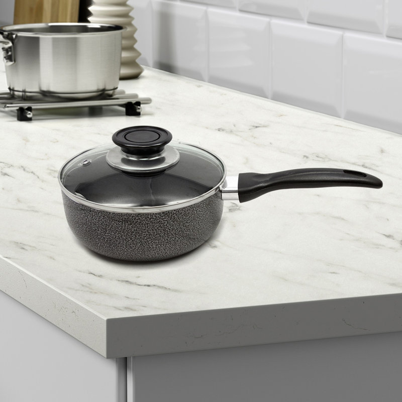 Casserole en aluminium antiadhésif avec couvercle Brentwood, Bouilloire en cuivre martelé massif de 2 pintes
