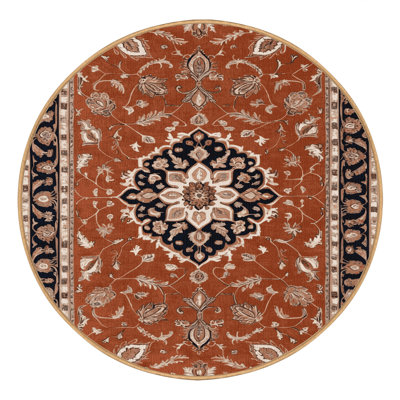 Machine Washable Tabriz Brown Area Rug