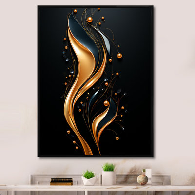 «Black and Gold Golden Minimalistic Line Art II», reproduction d'art murale abstraite