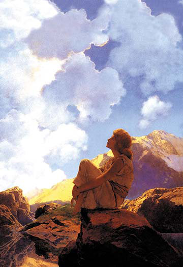 « matinée (printemps) » par maxfield parrish, reproduction d’art, H 30 po x l 20 po x P 1,5 po