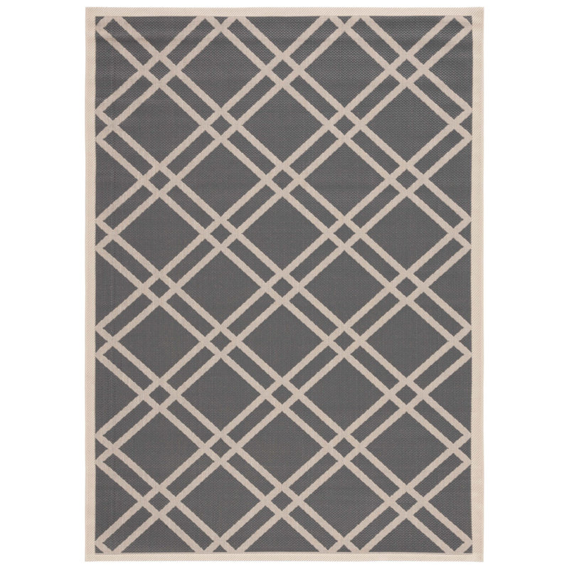 Tapis intérieur / extérieur gris / ivoire Arneshia, Rectangle 5 pi 3 po x 7 pi 7 po